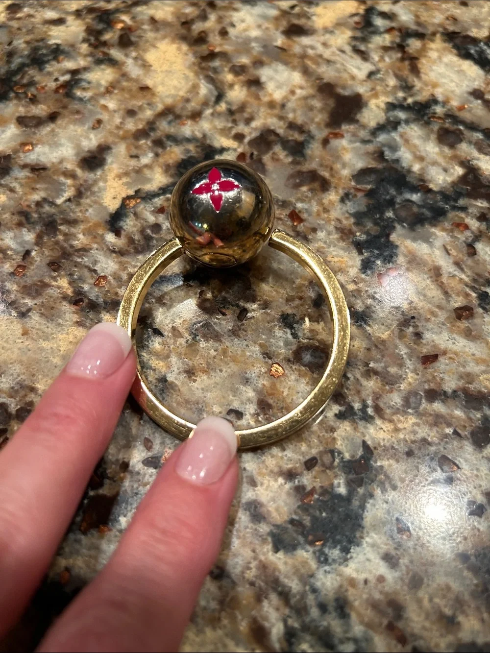 Louis Vuitton Gold and Red Monogram Keyring Charm